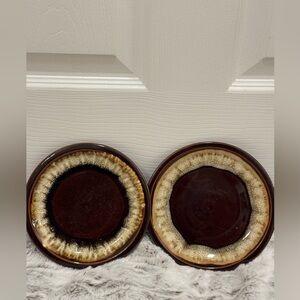 2 Vintage Pfaltzgraff Brown Drip Glaze Plates Salad, Dessert, Bread 7" Set of 2